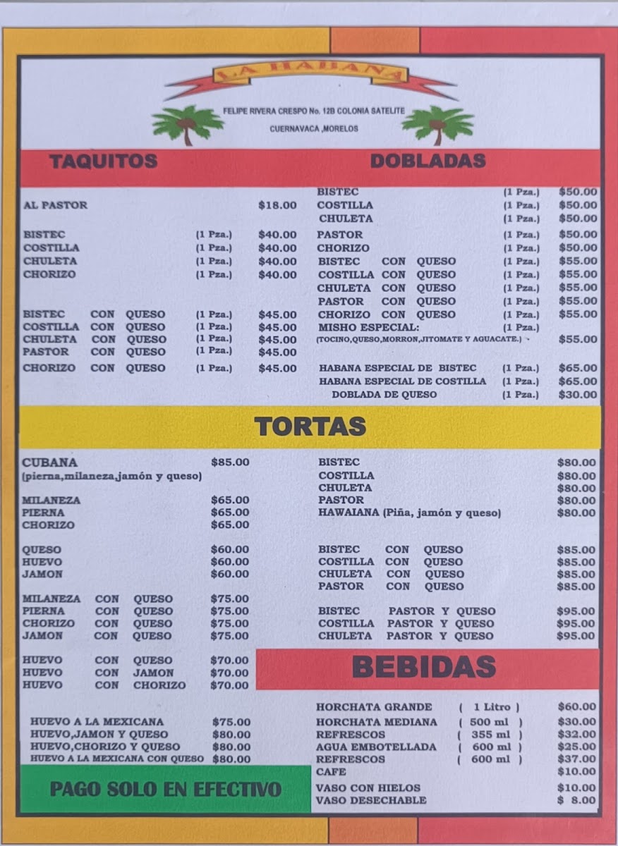 La Habana Tortas y Tacos Menu - Image 2